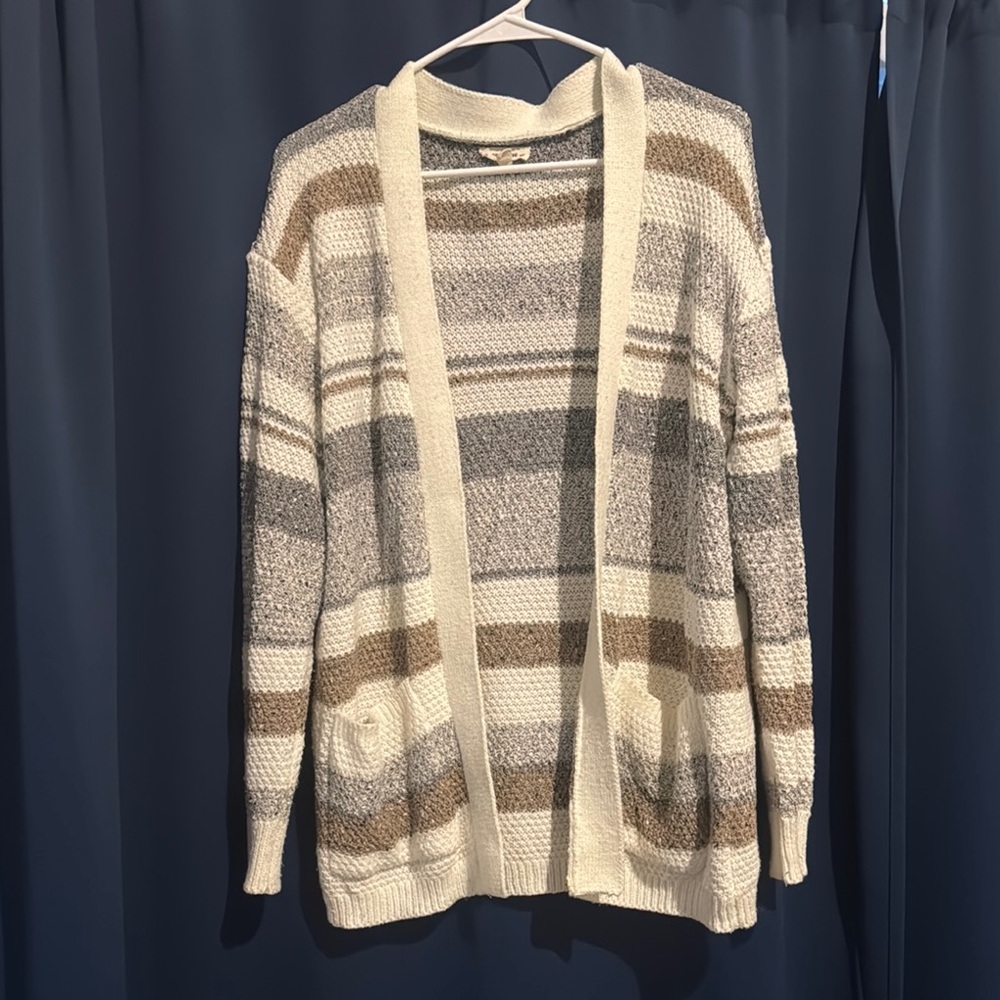 Striped Women's Sweater - Cream, Gray, Brown